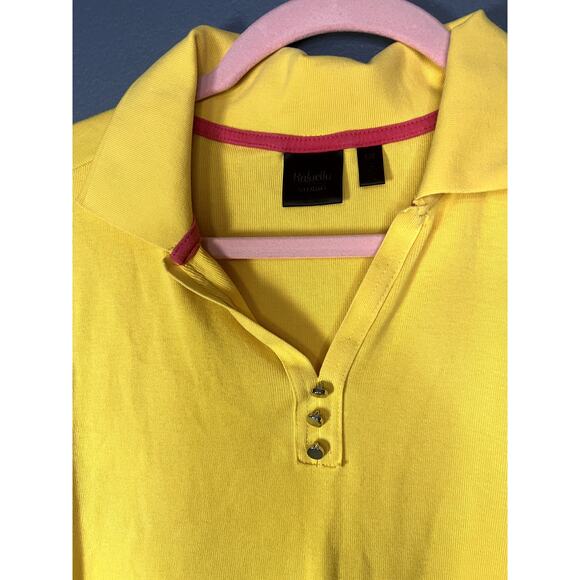 Rafaella Studio Polo Tank Top Butter Yellow Petite Medium Hot Pink taping Ribbed - Picture 3 of 9